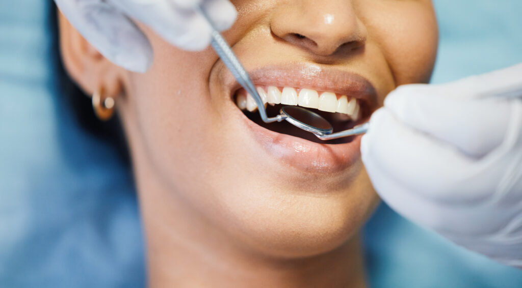 Female undergoing dental exams