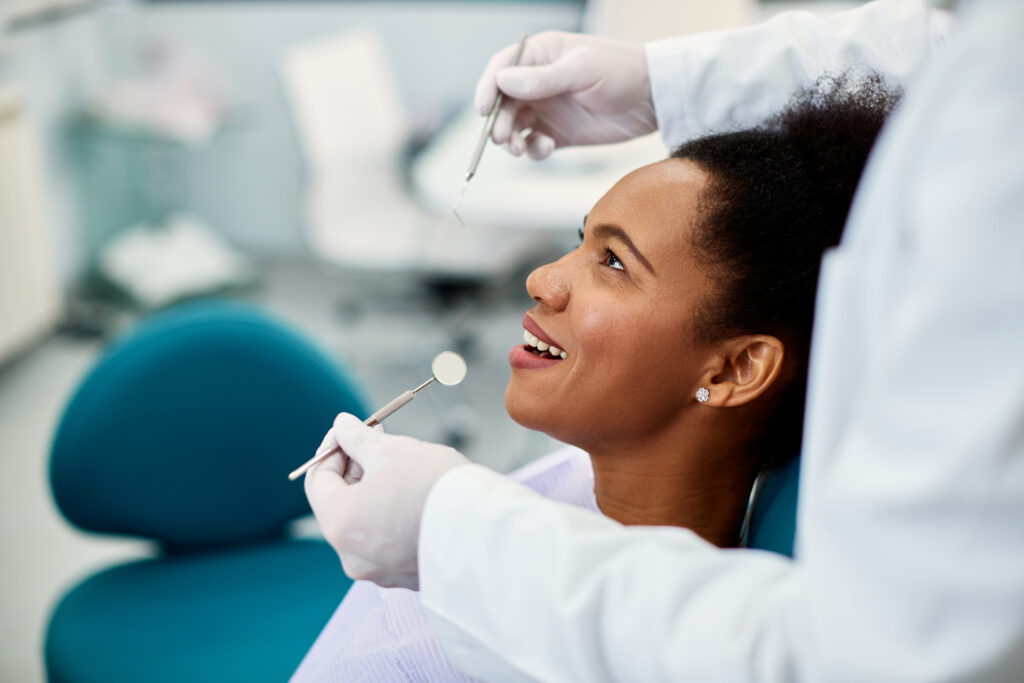 Female undergoing a dental examination