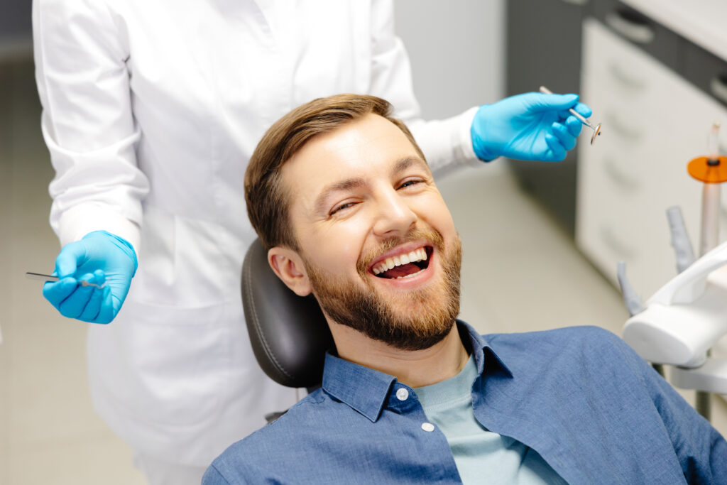 Patient undergoing a dental exam