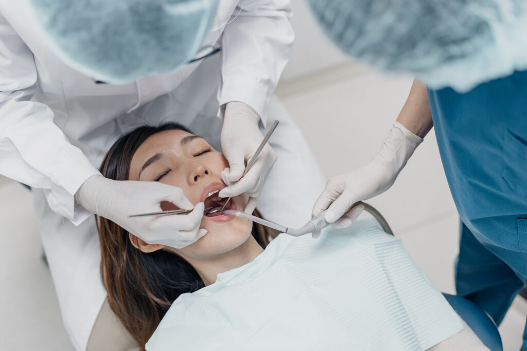 patient being prepped for a dental extraction