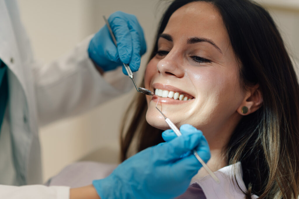 Dentist examining a patient