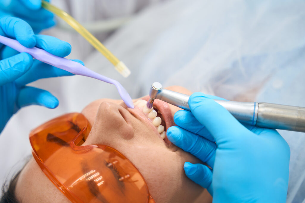 Patient prepping for a tooth extraction