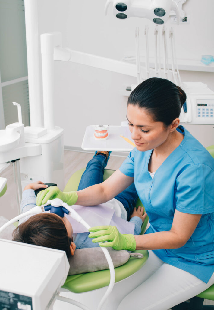 Patient receiving nitrous oxide for dental treatment
