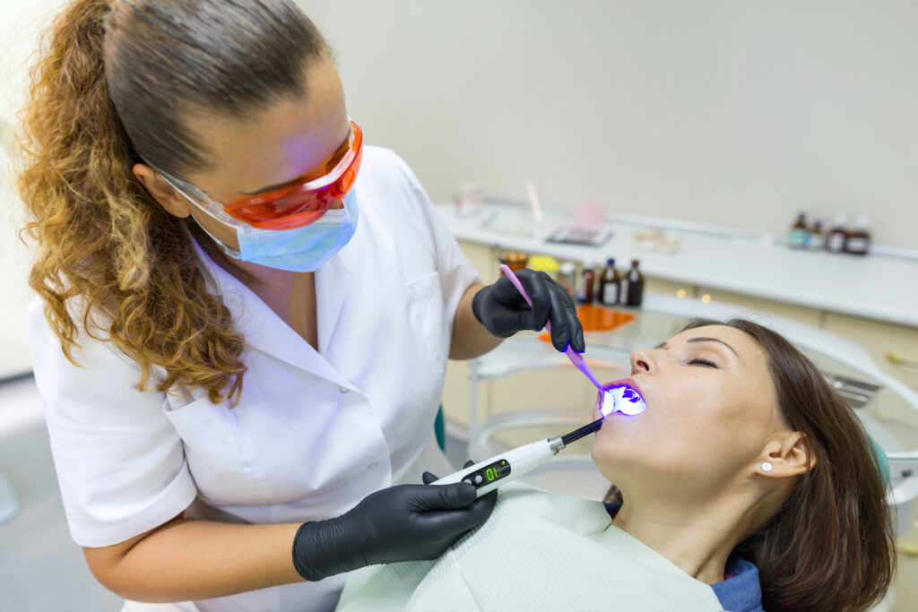 Patient receiving dental treatment