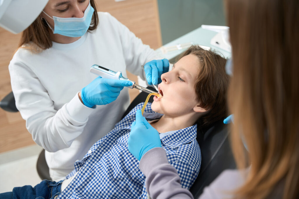 Patient being treated in the dental chair