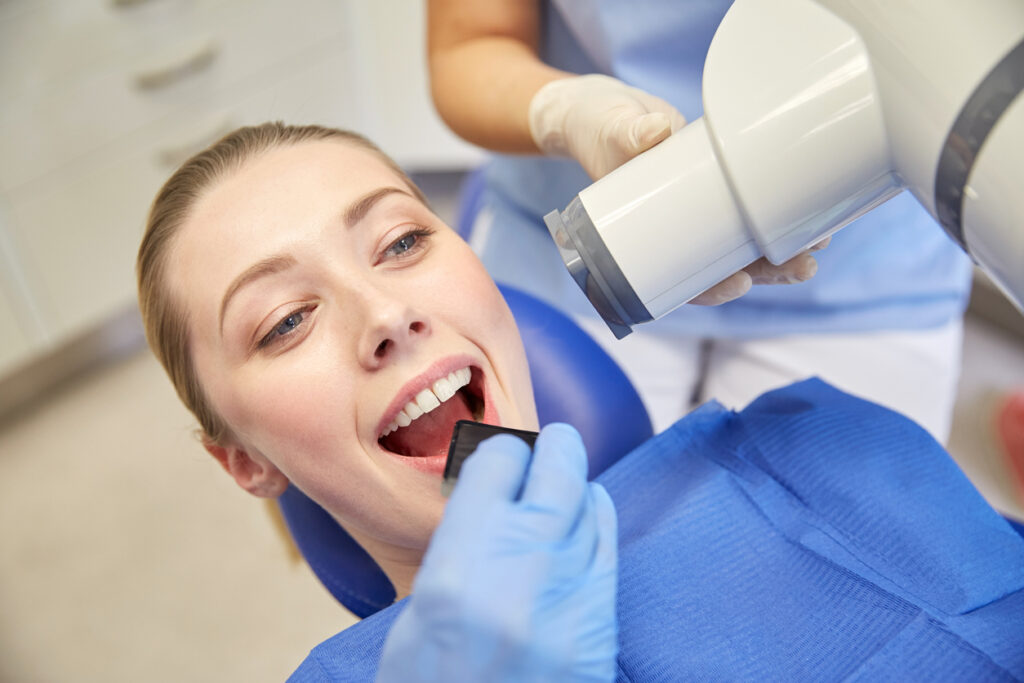 Digital dental X-rays being taken at the dental office